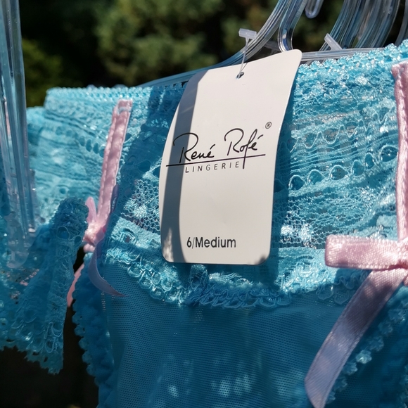 Rene Rofe Blue Lace Thong - Picture 5 of 8